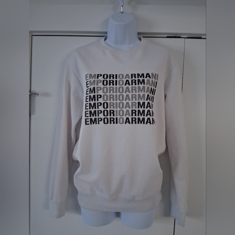 Emporio Armani/ White Crewneck Sweater/ Approx. Size Men's US S/ Women's US M